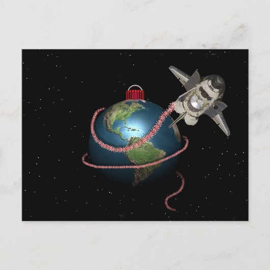 Space Shuttle STS Santa Christmas Feestdagenkaart (Voorkant)