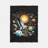 Space Shuttle Sun Planets Rocket Galaxy Boys Kids  Fleece Deken (Voorkant)