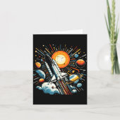 Space Shuttle Sun Planets Rocket Galaxy Boys Kids  Kaart (Voorkant)