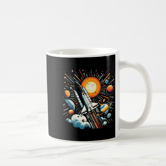 Space Shuttle Sun Planets Rocket Galaxy Boys Kids  Koffiemok (Rechts)