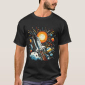 Space Shuttle Sun Planets Rocket Galaxy Boys Kids T-shirt (Voorkant)