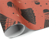 Space Shuttlecock Red Wrapping Paper Cadeaupapier (Rol Hoek)