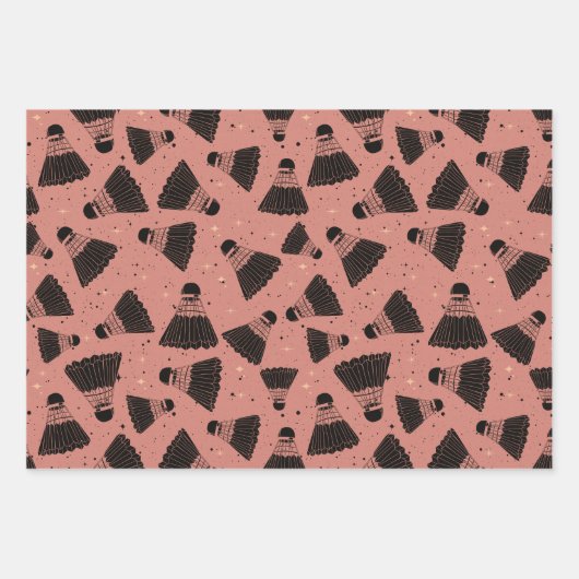 Space Shuttlecock roze groen Inpakpapier Vel (Voorkant 2)