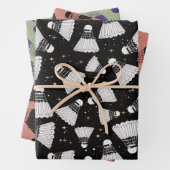 Space Shuttlecock roze groen Inpakpapier Vel (In situ)