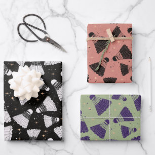 Space Shuttlecock roze groen Inpakpapier Vel