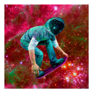 Space Skateboarder Perfect Poster