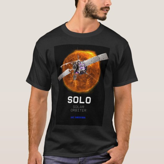 Space solar orbiter kosmos telescoop zwart mannen t-shirt (Voorkant)