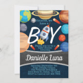 Space Solar System Baby shower Invitation Kaart (Voorkant)