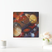 Space Square Roman Numerus Clock Vierkante Klok (Huis)