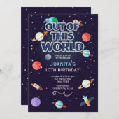 Space Star Birthday Invitation Out Of This World Kaart (Voorkant / Achterkant)