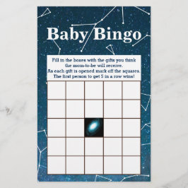 Space Star Constellations Baby shower Bingo Flyer