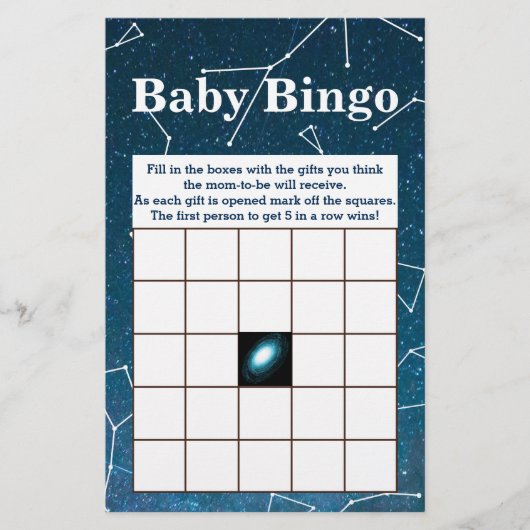 Space Star Constellations Baby shower Bingo Flyer (Voorkant)