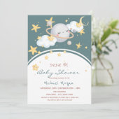 Space Stars Clouds Planet Rit Voorbij Baby Shower Kaart (Staand voorkant)