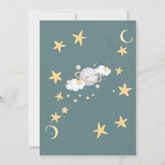 Space Stars Clouds Planet Rit Voorbij Baby Shower Kaart (Achterkant)