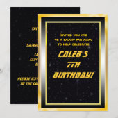 Space Stars Gold Black Galaxy Uitnodigingen voor f (Voorkant / Achterkant)