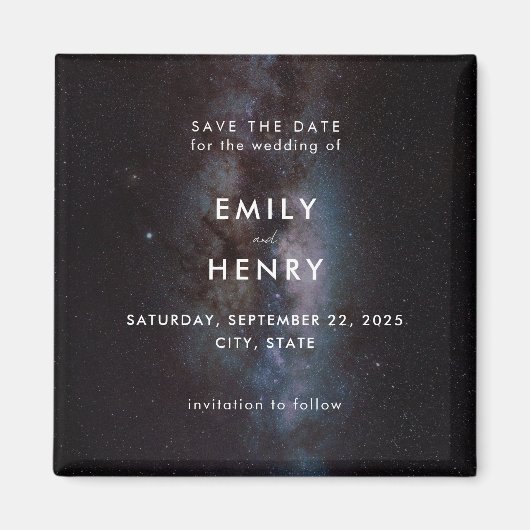Space Stars Melkweg Galaxy Bruiloft Bewaar de datu Magneet (Voorkant)