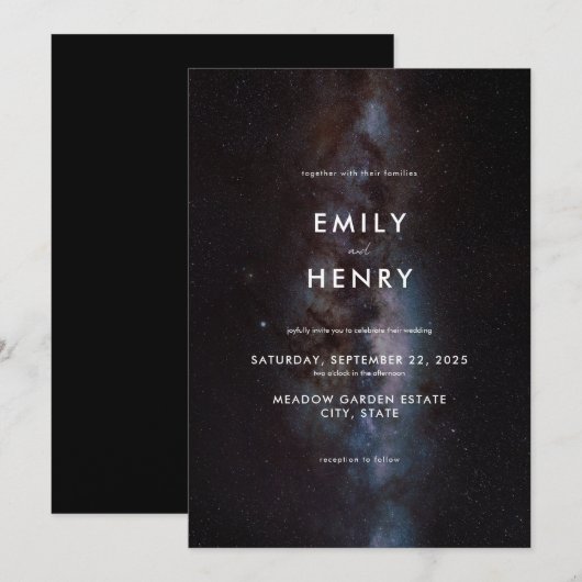 Space Stars Melkweg Galaxy Bruiloft Kaart (Voorkant / Achterkant)