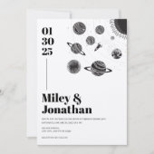 Space Stars Planets Sun Moon Modern Wedding Kaart (Voorkant)