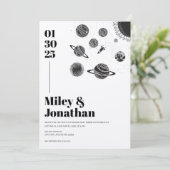 Space Stars Planets Sun Moon Modern Wedding Kaart (Staand voorkant)