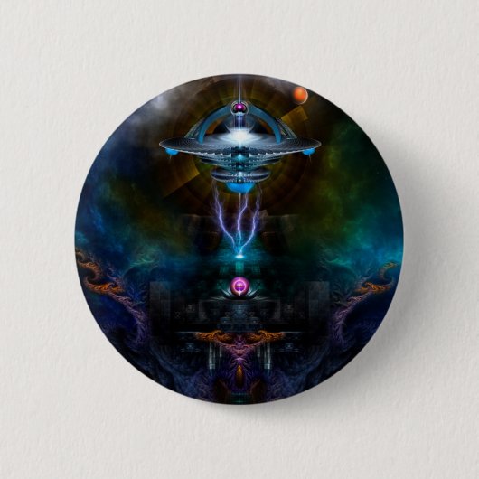 Space Station Ansarious Fractal Art Ronde Button 5,7 Cm (Voorkant)