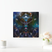 Space Station Ansarious Fractal Art Vierkante Klok (Huis)