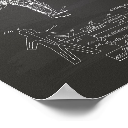 Space Suit Heat Exchanger 1967 Patent Chalkboard Poster (Hoek)