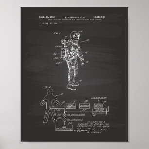 Space Suit Heat Exchanger 1967 Patent Chalkboard Poster