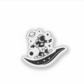 “Space Surfer – Minimalist Astronaut Cosmic Ride Sticker (Voorkant)
