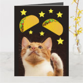 SPACE TACO CAT MET TACOS GIGANTISCHE VERJAARDAGSKA KAART (Gele Bloem)