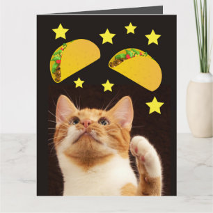 SPACE TACO CAT MET TACOS GIGANTISCHE VERJAARDAGSKA KAART