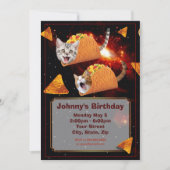 Space Taco Cats Funny Invitation Kaart (Voorkant)