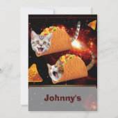 Space Taco Cats Funny Invitation Kaart (Achterkant)