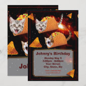 Space Taco Cats Funny Invitation Kaart (Voorkant / Achterkant)