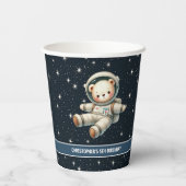 Space Teddy Bear Astronaut Baby Boy Verjaardagscup Papieren Bekers (Achterkant)