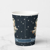 Space Teddy Bear Astronaut Baby Boy Verjaardagscup Papieren Bekers (Rechts)