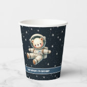Space Teddy Bear Astronaut Baby Boy Verjaardagscup Papieren Bekers (Voorkant)