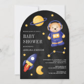 Space Teddy Bear Astronaut Black Arch Baby shower Kaart (Voorkant)
