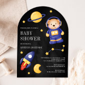 Space Teddy Bear Astronaut Black Arch Baby shower Kaart