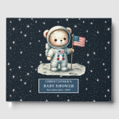 Space Teddy Bear Astronaut Boy Baby shower Inlogge Gastenboek (Voorkant)