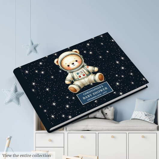 Space Teddy Bear Baby Boy Shower Guest Journal Gastenboek