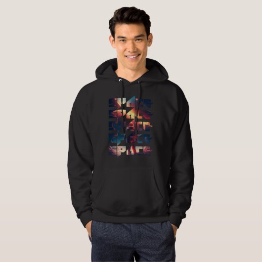 Space Text Solar System Galactic Astro Space Enthu Hoodie (Voorkant volledig)