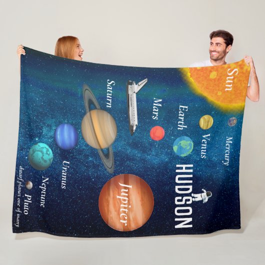 Space Thema Zonnestelsel Planeten Jongens Kamer Fleece Deken (In situ)