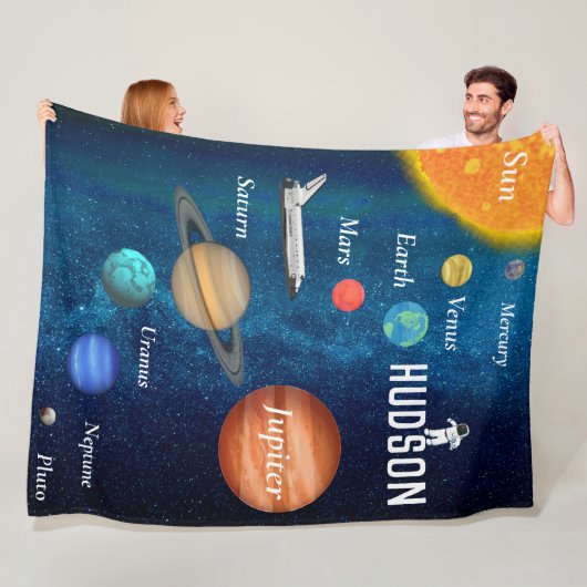 Space Thema Zonnestelsel Planeten Jongens Kamer Fleece Deken (In situ)