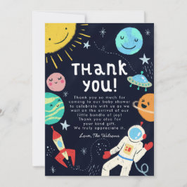 Space Theme-Baby shower Bedankkaart