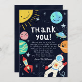 Space Theme-Baby shower Bedankkaart (Voorkant / Achterkant)