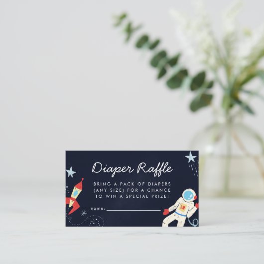 Space Theme Baby shower Luier Raffle Ticket Informatiekaartje (Staand voorkant)