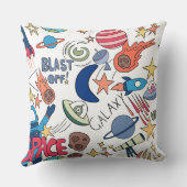 Space Theme Doodle Graphics voor kinderen Kussen (Achterkant)