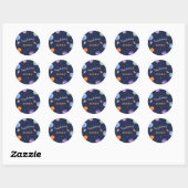 Space Theme Happy Birthday Waterverf Ronde Sticker (Vel)