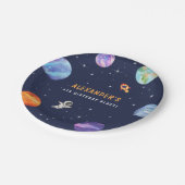 Space Theme Leuke Verjaardagsfeestje Waterverf Papieren Bordje (Gekanteld)