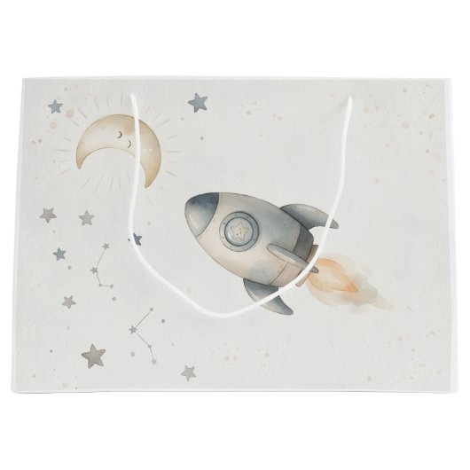 Space Theme Paper Bag for Kids Groot Cadeauzakje (Voorkant)